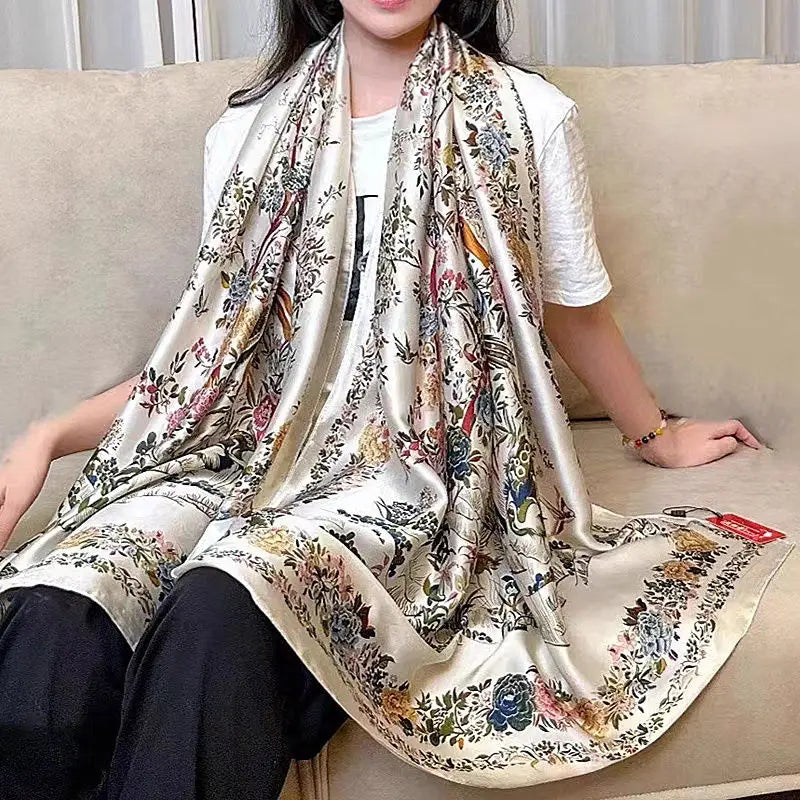 Travel Beach Scarve Bikini Large Sunscreen Shawl Design Floral Sarong Wrap Scarf Women Luxury Swimsuit Bathing Cover-up 90x180cm