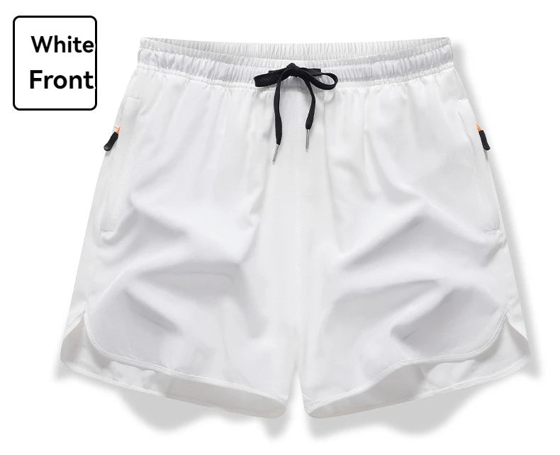 3/4 Sport Shorts Summer Men Casual Solid Ice Silk Light Sweat Absorb Quick Dry Running Fitness Outdoor Loose