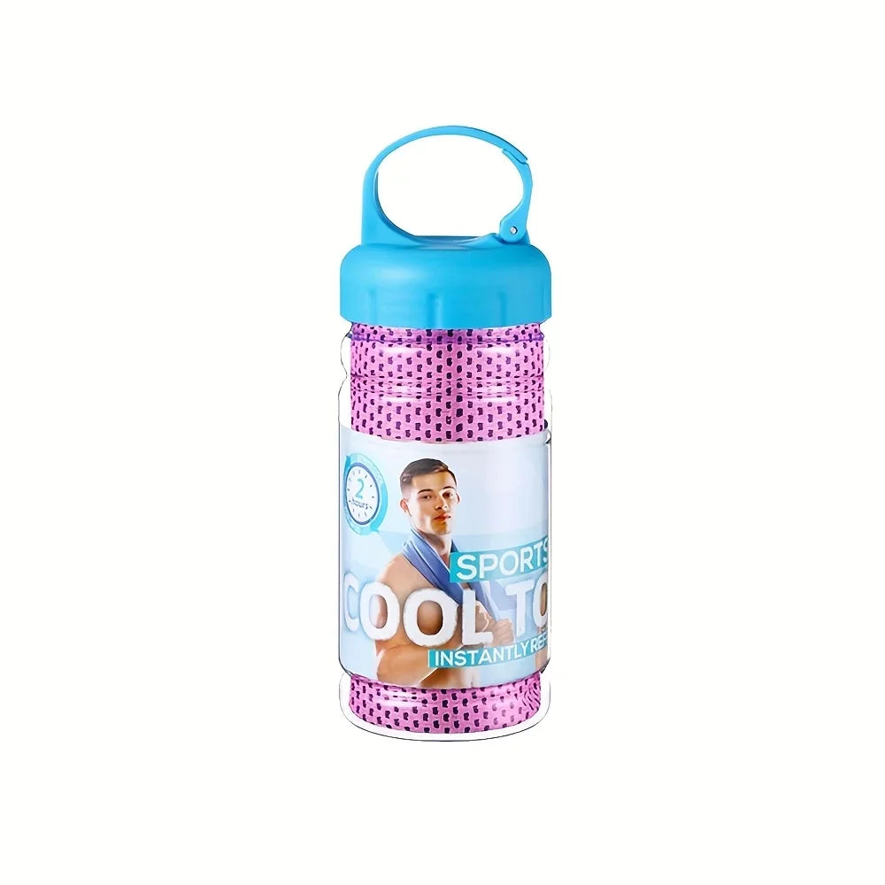 30×80cm Portable Bottle Mounted Quick Dry Towel Gym Sports Sweat Absorbent Cold Sensation Fast Ice Towel Swimming Beach Towels