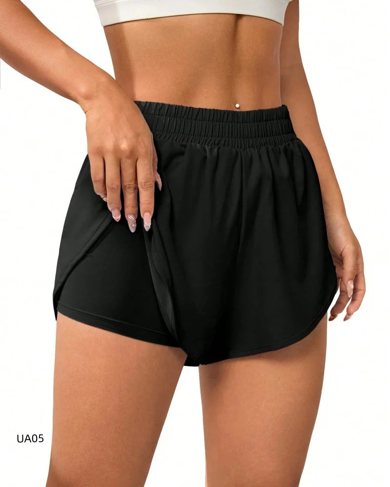 Women's 2-in-1 Quick Dry Running Shorts High Waist Yoga Gym Workout Sports Anti-Chafe Athletic Shorts Tennis And Beach
