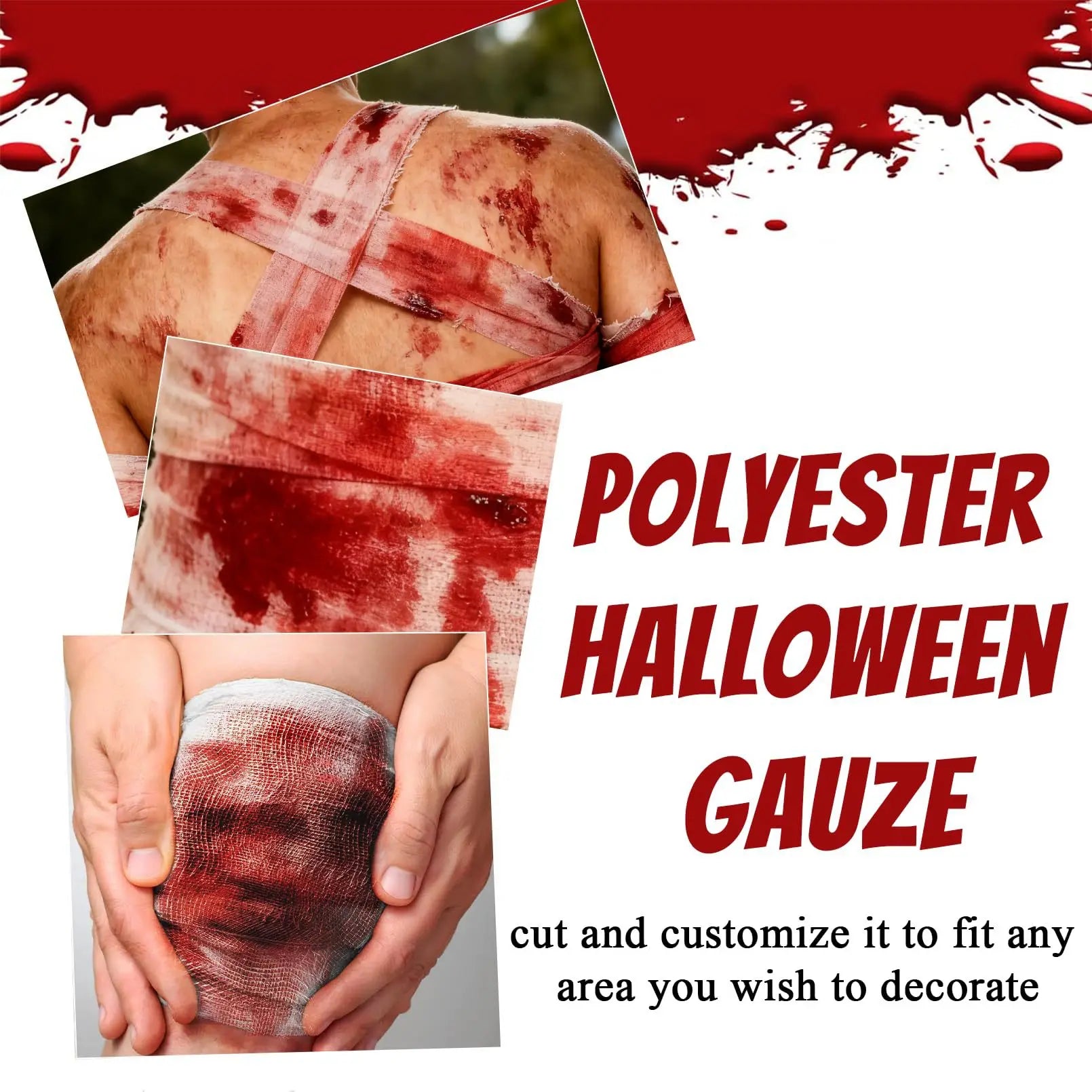 Halloween Bloody Bandage Cloth Artificial Blood Halloween Decor Scary Prop for Terror Party Cosplay Haunted House DIY Supply