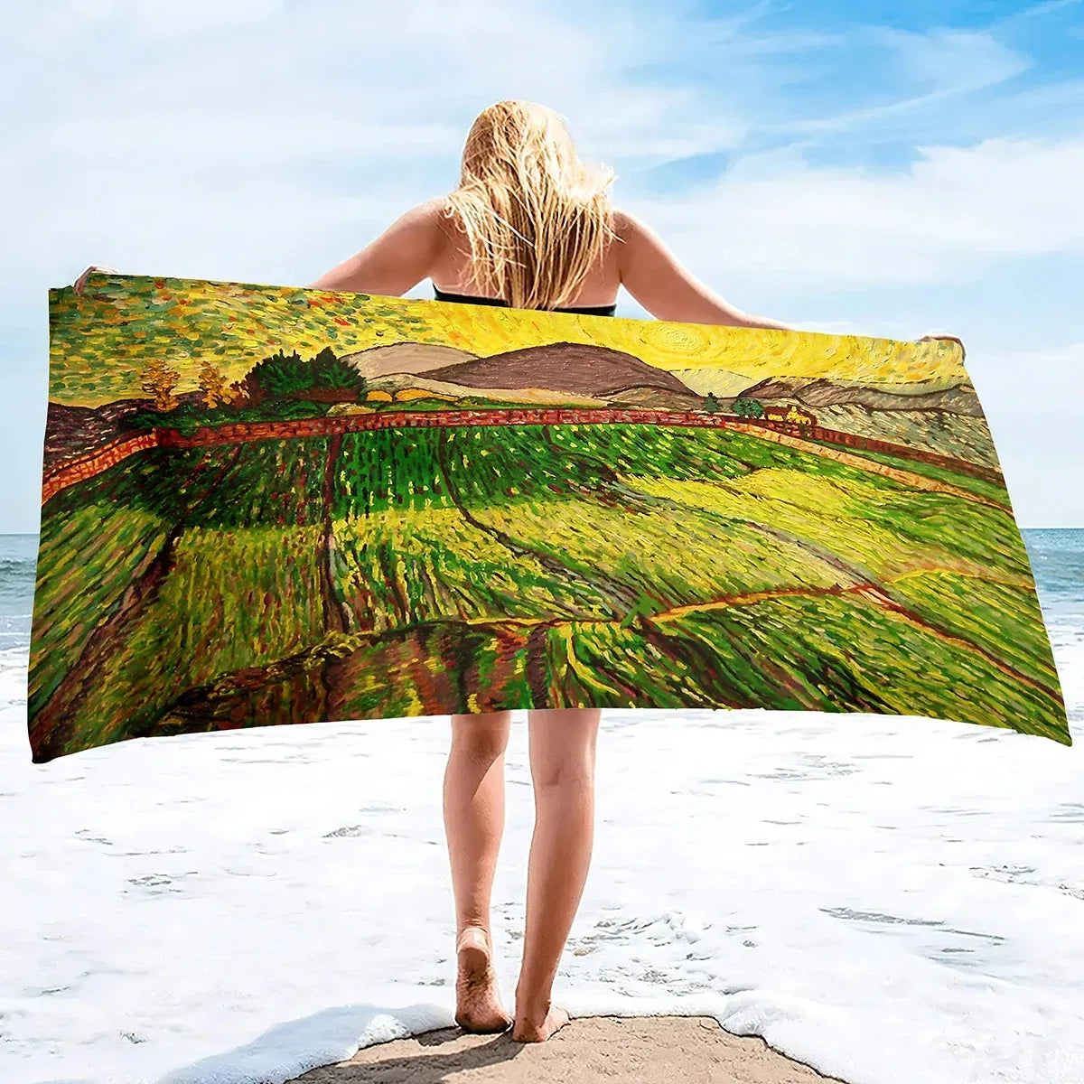Van Gogh Starry Night Sand Free Beach Towels Absorbent Oversized Bath Towel Large Size Hand Towels for Swimming Bathroom Pool
