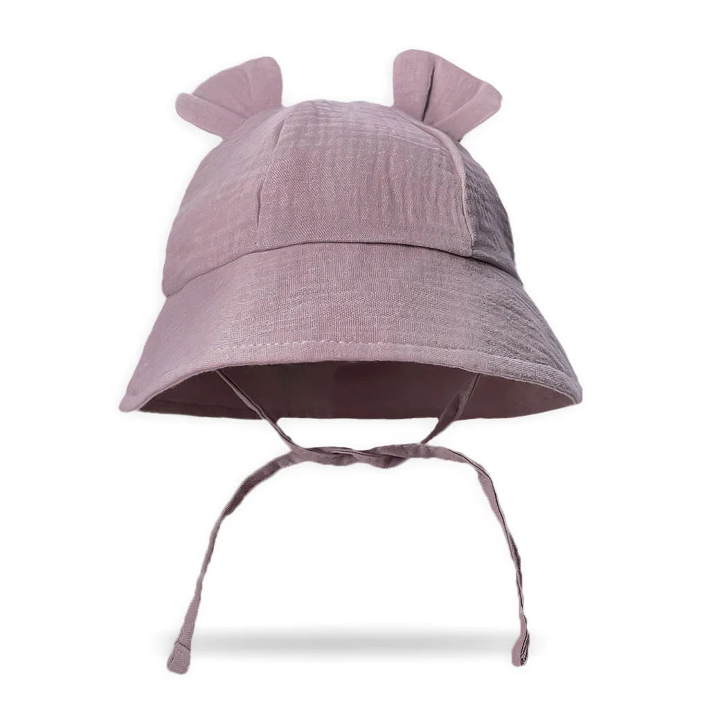 INS Summer Baby Solid Color Gauze Basin Hat New Rabbit Ear Fisherman Hat for Kids Sun Hat