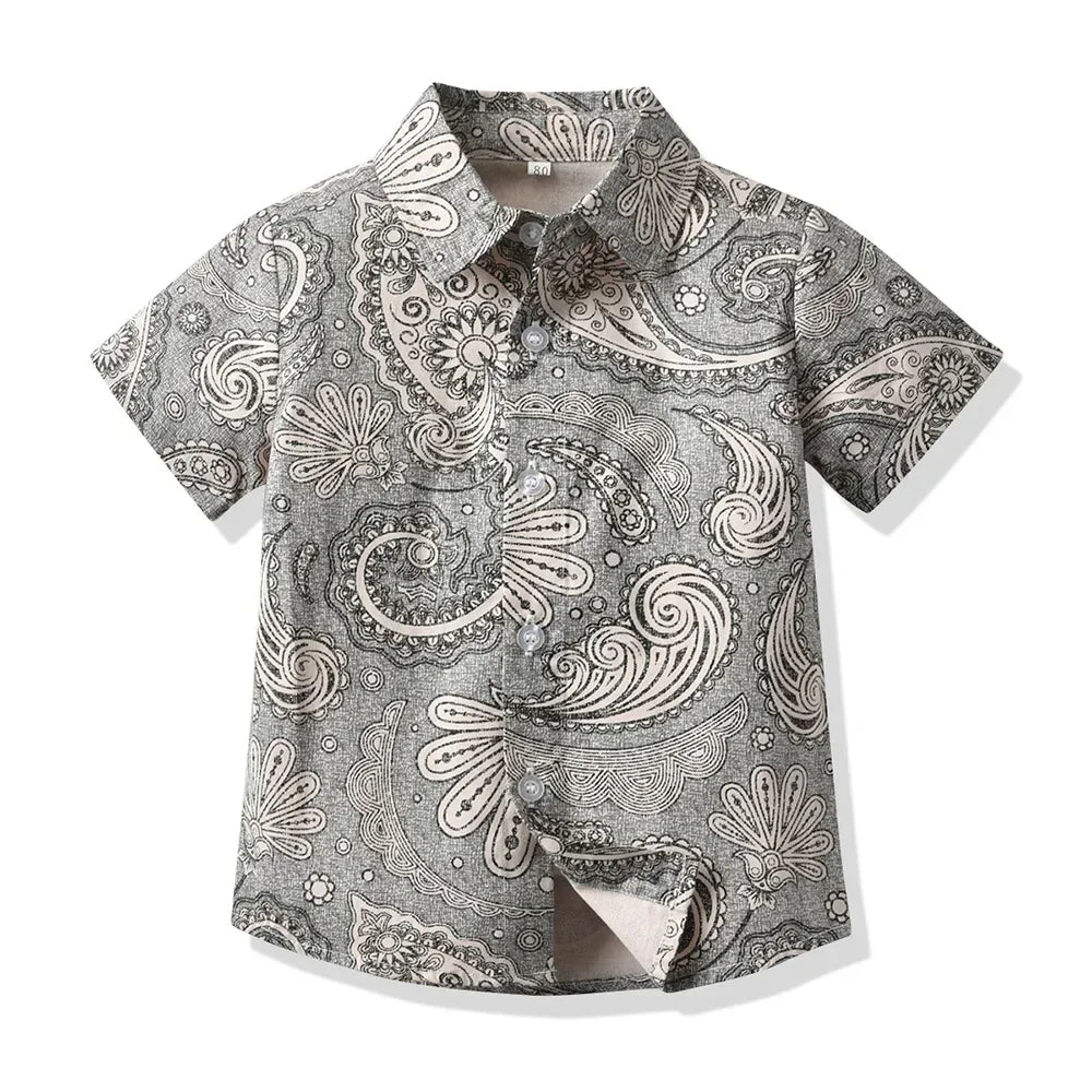 Seaside Holiday Dad-son Matching Summer Shirt Beach Style Short-sleeved Flower Shirt Family Matching Shirts Dad and Son Shirts