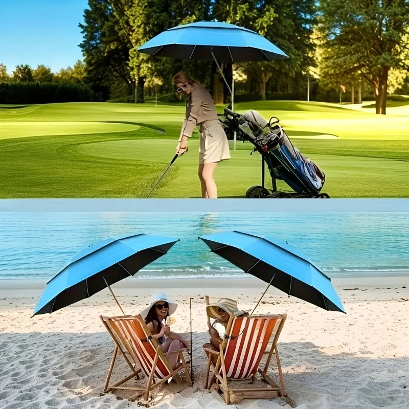 Beach Sunshade Umbrella, Double-Layer Ventilated Canopy for Beach Chair, Camping, Fishing & Outdoor Activities