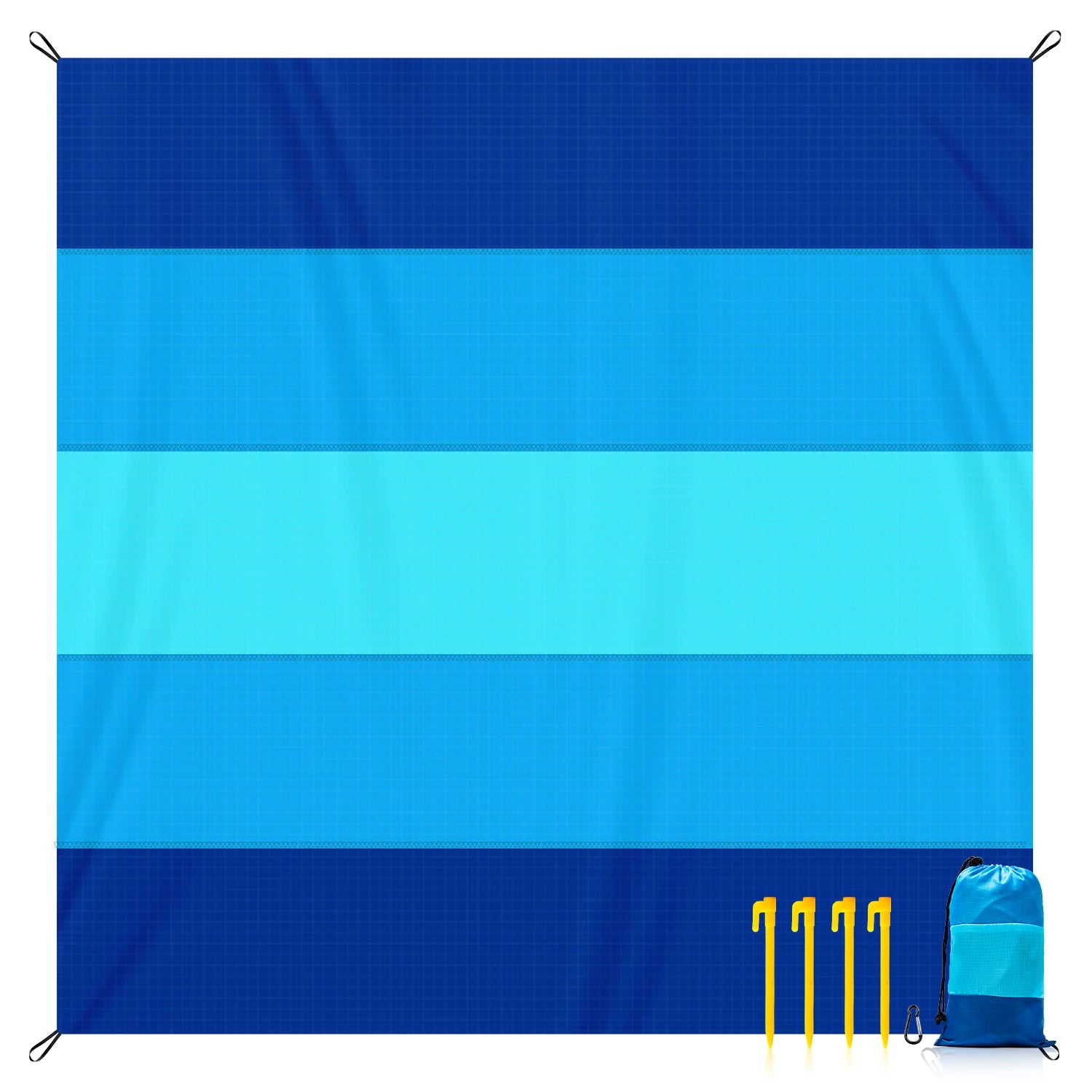 Multiple Sizes Beach Blanket Sandproof Waterproof Large Quick Drying Outdoor Picnic Mat with 4 Stakes for Travel Camping Hiking