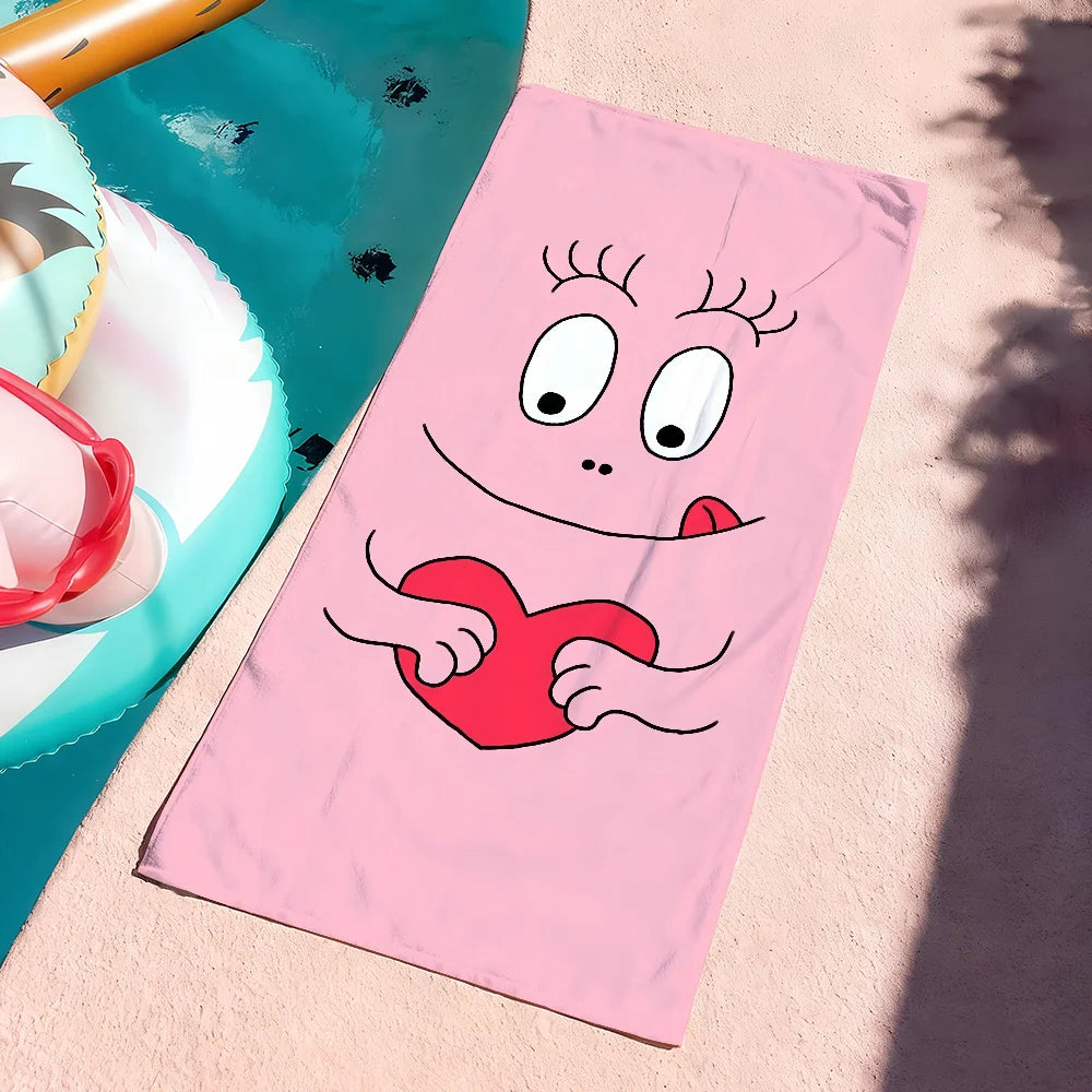 Cute B-Barbapapa Cartoon Towel Soft Pool Gift For Travel Gym Shower Camping Quick Dry Sports Large Beach Towel