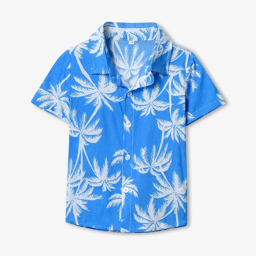 Seaside Holiday Dad-son Matching Summer Shirt Beach Style Short-sleeved Flower Shirt Family Matching Shirts Dad and Son Shirts