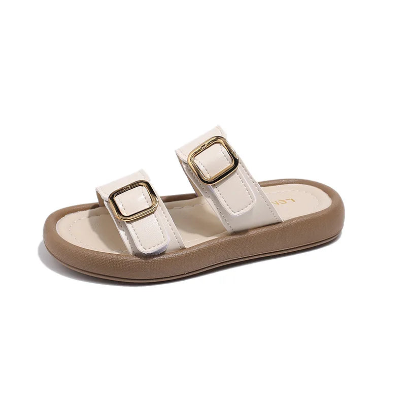 New Summer Slippers Boy Fashion Thick Bottom Flip Flops for Children Cut-outs Girls Beach Shoes