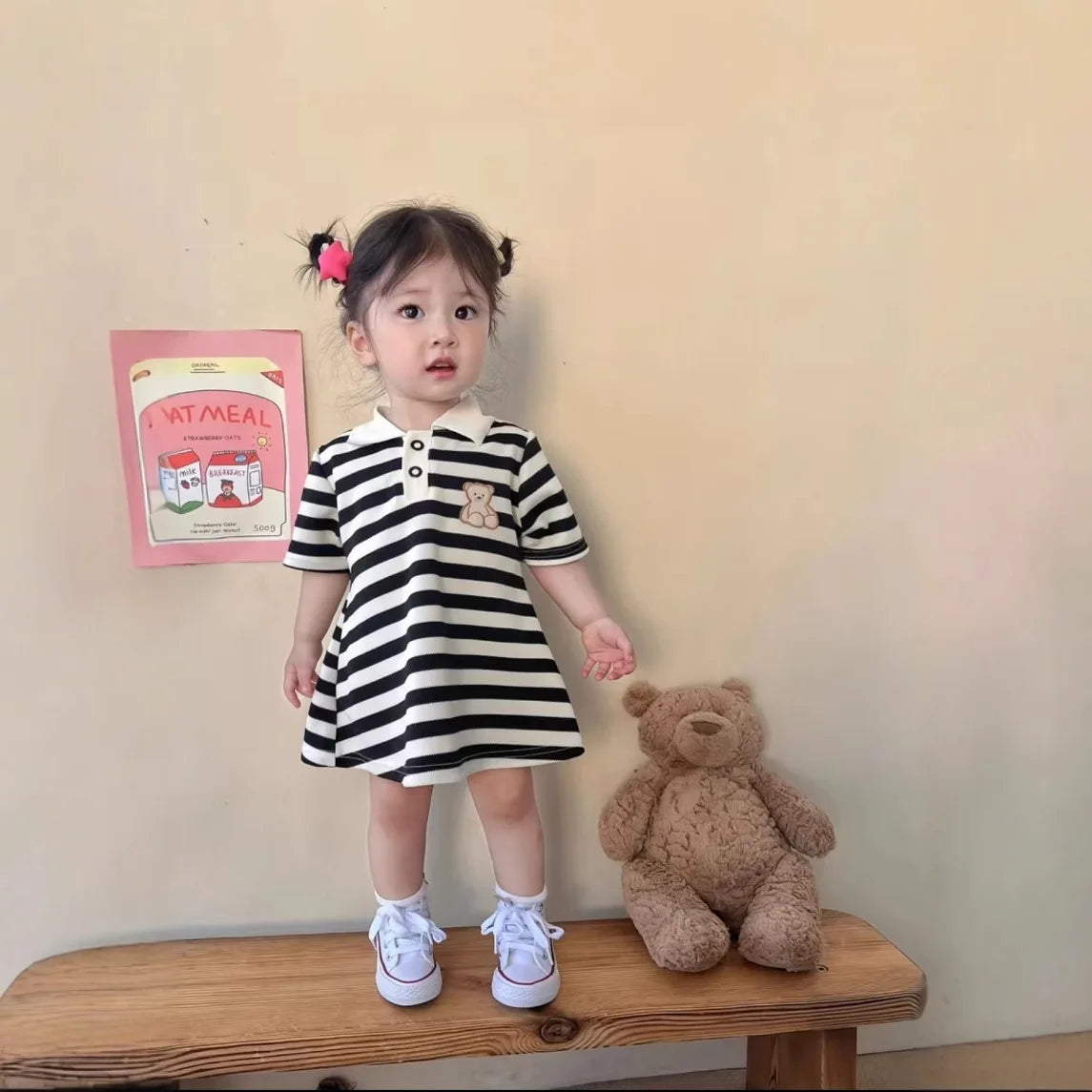 2025 New Children's Dress Girls' Summer Korean Edition Fashion Bubble Sleeves Checkered Strap backless Dress 1-6Y
