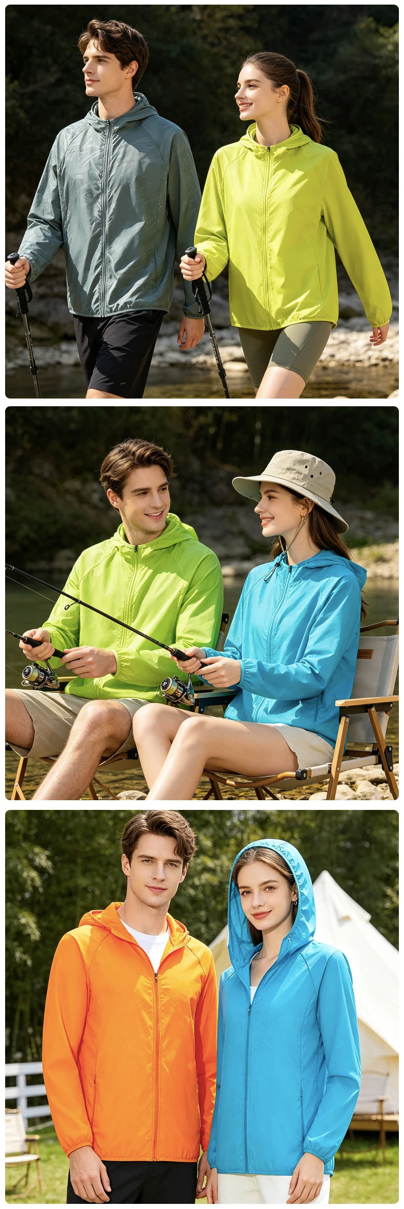 LNGXO Men Women Waterproof Hiking Jackets Sun Protection Windbreaker Camping Climbing Outdoor Rain Coat Unisex Portable Clothes