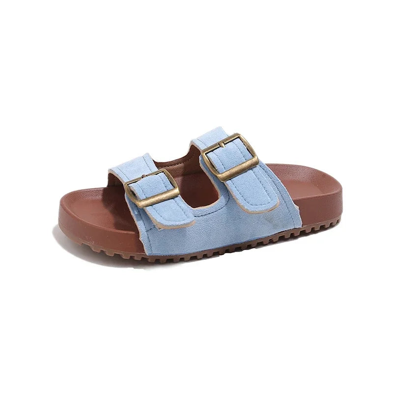 New Trend Girls Open-toe Slippers Summer Children's Causal Slip-on Shoes Fashion Kids Simple Boys Beach Flat Slippers Non-slip