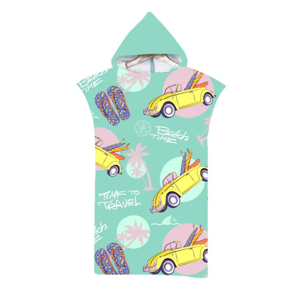 Adult Kids Beach Towel Quick Dry Hooded Cloak Children Women Large Bath Towels Sand Free Poncho Bathrobe For Summer Swim Surf