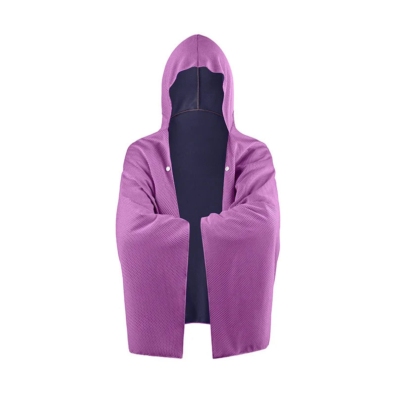 Cooling Hooded Cloak lce Cool Poncho Cover Up Super Absorbent Oversized Hooded Towel Wrap, 4-in-1 for Swimming Beach Pool Travel