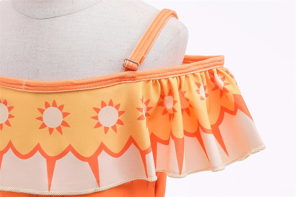 Encanto Cosplay Mirabel Isabela 2Pcs Tops Skirt Set Girls Dolores Luisa Pepa Bikini Swimwear Children Print Beachwear Costumes