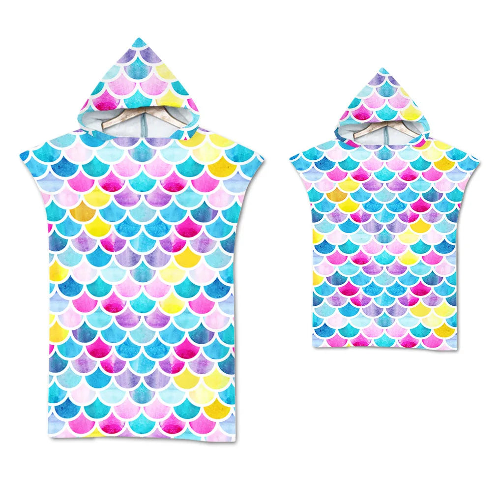 Adult Kids Beach Towel Quick Dry Hooded Cloak Children Women Large Bath Towels Sand Free Poncho Bathrobe For Summer Swim Surf