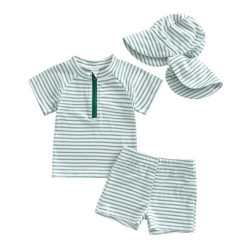 Baby Toddler Boys Swimsuit Infant Girl Swimsuits 6 12 18 24M 2T 3T 4T Bathing Suit Swimwear 3Pcs Set Rash Guard Hat