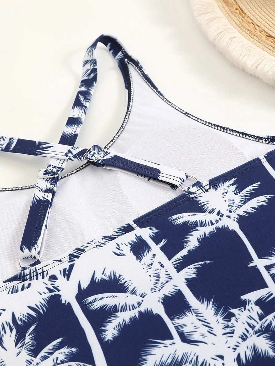 Tankini Two Piece Swimsuit Women Printed Swimwear Female Bathers Bathing Swimming Swim Suit Beach Wear XXL
