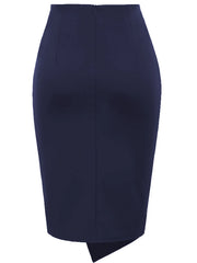 Women Wear to Work Pencil Skirts for Women Elastic High Waist Wrap Twist Front Knee Length Bodycon Skirt
