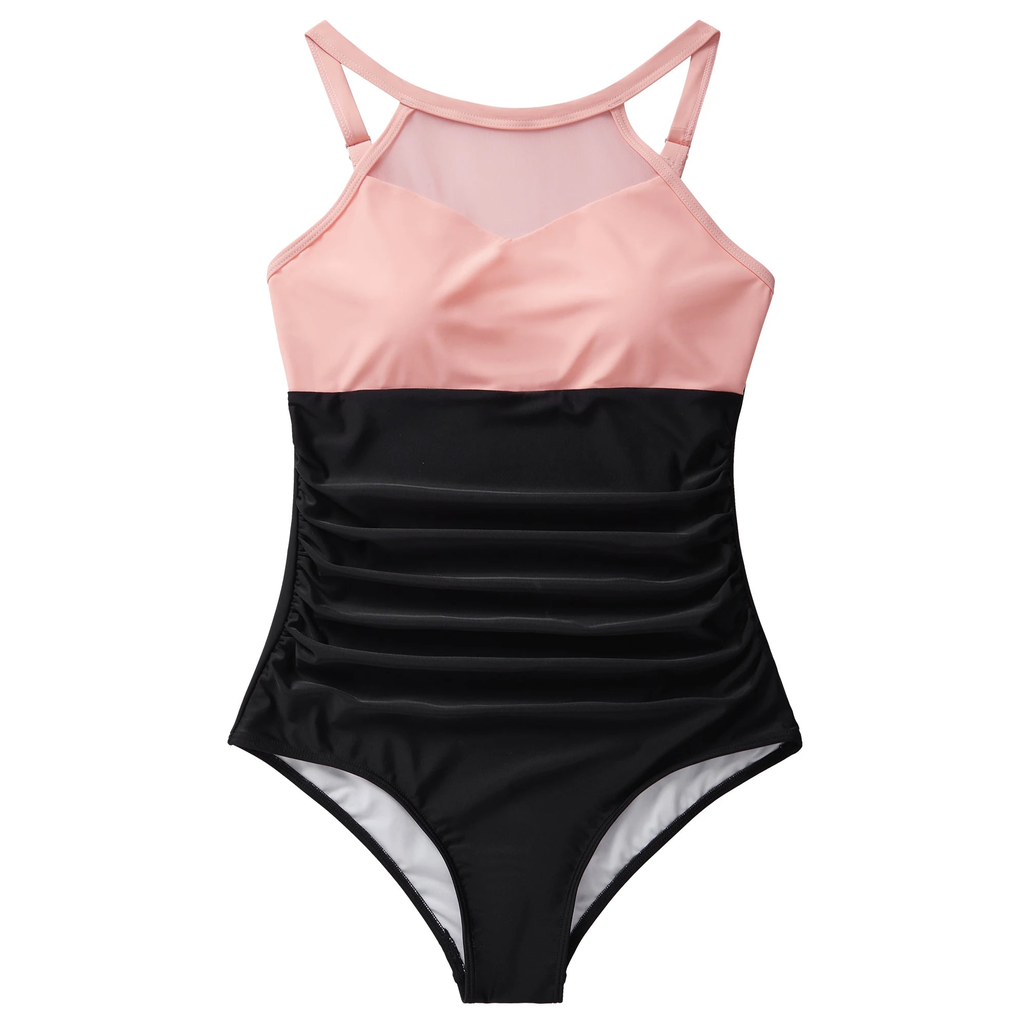 Plus Size One Piece Swimsuits Women Hollow Out Swimwear For Women Mesh Solid Push Up Padded XL Size Bathing Suits Female