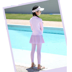 Two Piece Long Sleeve Girls Swimwear With Skirt Burkini Swimsuit Kids Children Modest Swimming Suit Sun Protection Beachwear