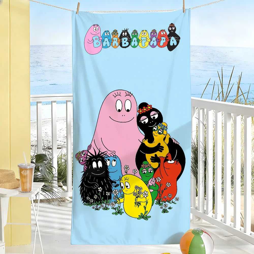 Cute B-Barbapapa Cartoon Towel Soft Pool Gift For Travel Gym Shower Camping Quick Dry Sports Large Beach Towel