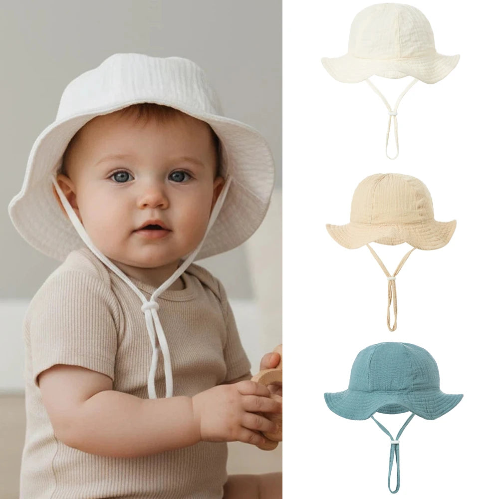 3-18 Months Baby Bucket Hat Kids Outdoor Sun Protection Caps Boys Girls Cotton Panama Hat Unisex Beach Children's Fisherman' Hat