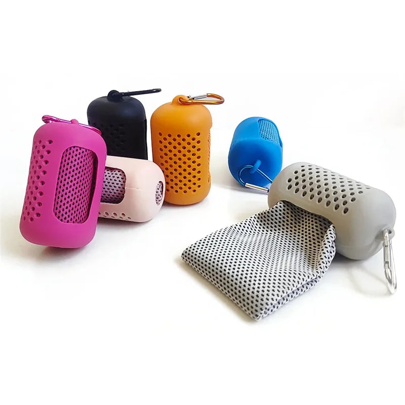 Cooling Towel Circular Silicone Wrapped Cold Towel Quick Drying Microfiber Towels Beach Accessories Towel Sport Fitness 1PC