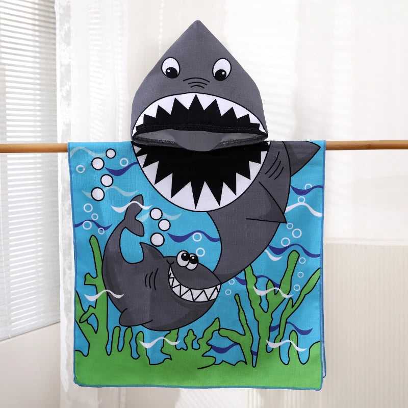 Children's Cartoon Hooded Beach Towel, Baby Bath Cape, Infant Bathrobe, Absorbent and Quick-Drying, Suitable for Bathing, Swimming Pool, Beach Vacations, All Seasons, and a Great Holiday Gift Choice