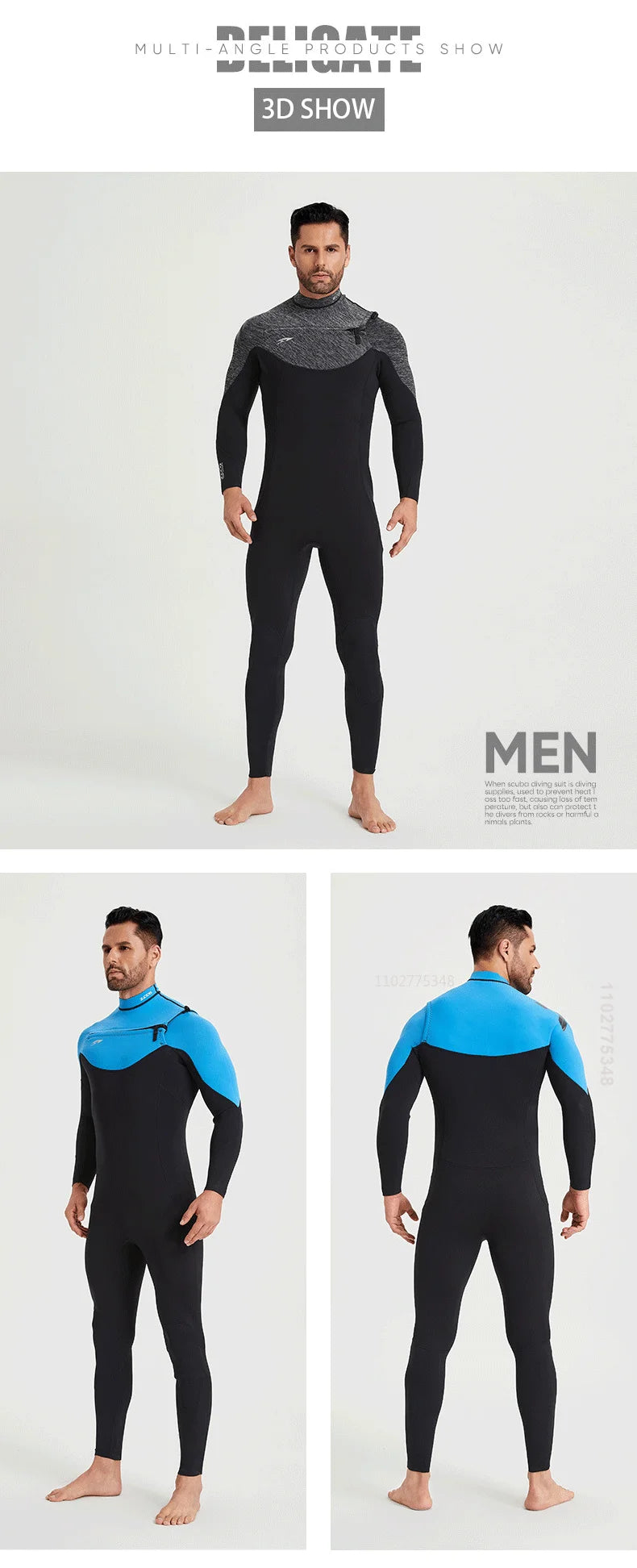 Men Women Neoprene Wetsuits 3/2MM Surf Suit Snorkel Swimwear Winter High Elasticity Rash Guards Spearfishing Scuba Diving