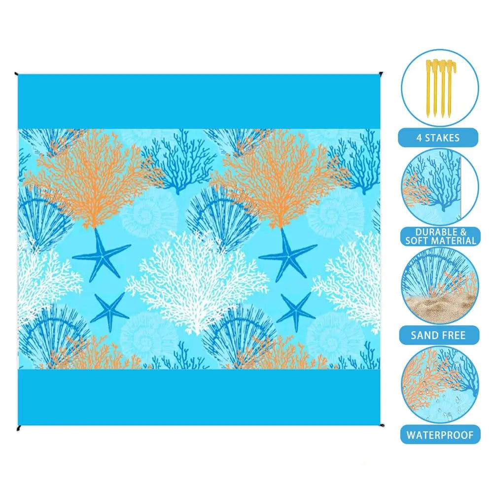 Beach Blanket Super Large 79 x 83 Inch Sandproof Waterproof Soft Comfortable Material Light Weight Portable for Beach Outdoor