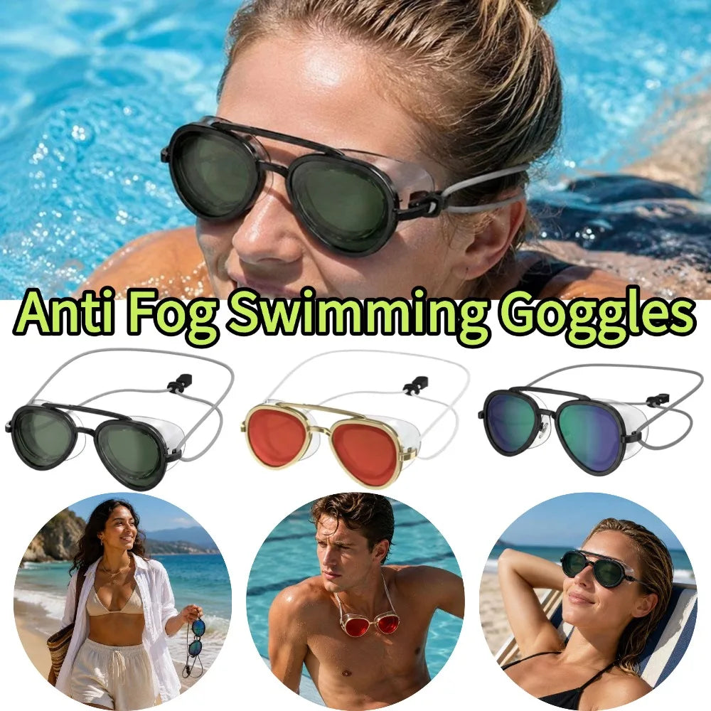 Full View Anti Fog Swimming Goggles Professional Anti Fog Full Angle Adjustable Strap Retro Swim Goggles for Men Women Swimmers
