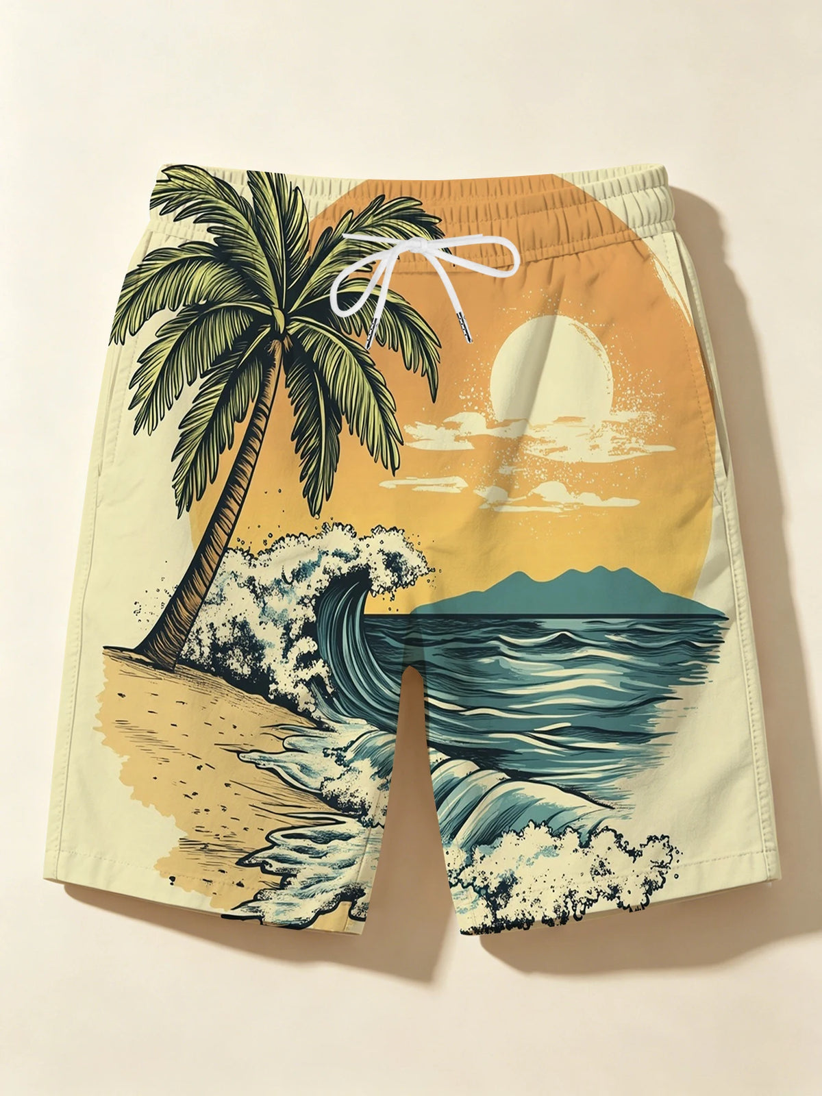 Men's Quick Dry Beach Pants Loose Straight Drawstring Swim Trunks Lightweight Board Shorts for Vacation Pool Party