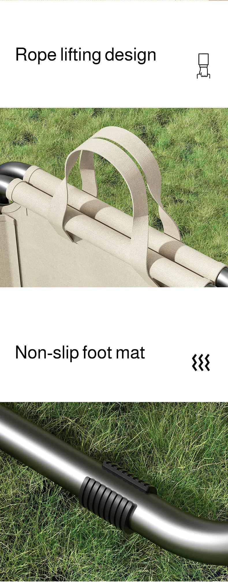 Portable Camping Chair Picnic Oxford Cloth Chair Beach Fishing Chair Outdoor Folding Beach Chair with Non-slip Mat Aluminum Blac