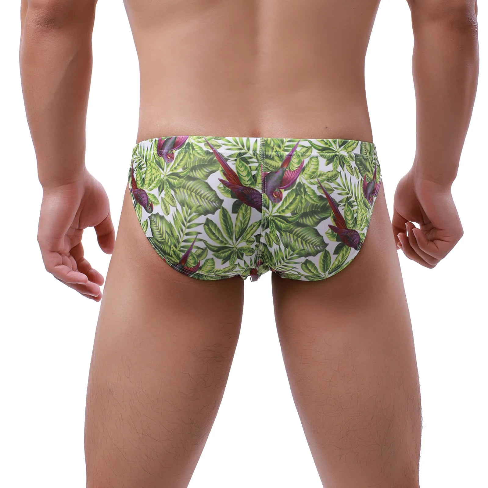 Mens Drawstring Swimming Briefs Quick-drying Print  Low Waist Swim Trunks Lace Up Beachwear Bathing Shorts Summer Bikini