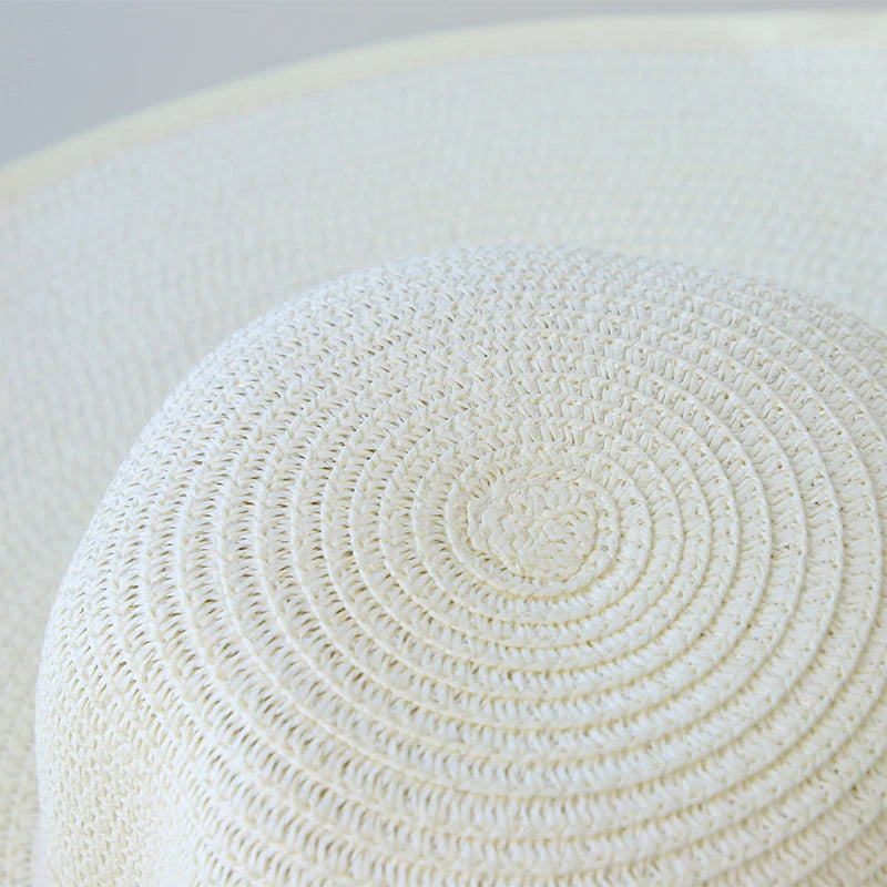 Summer Women Straw Hat Bowknot Wide Brim Floppy Panama Hats Female Lady Outdoor Foldable Beach Sun Cap