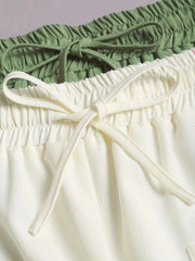Women's 2-Piece Set Solid Color Casual Drawstring Shorts with Pocket Beach Pants Comfortable Lightweight Summer Outfit