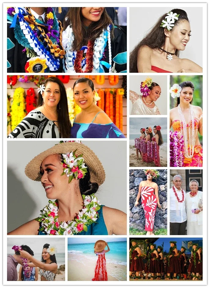 Artificial Maile Leaf Spider Lily Flowers Tropical Haku Head Lei Po'o Hawaii Crown Handcrafted Gifts Hula Dancing Performace