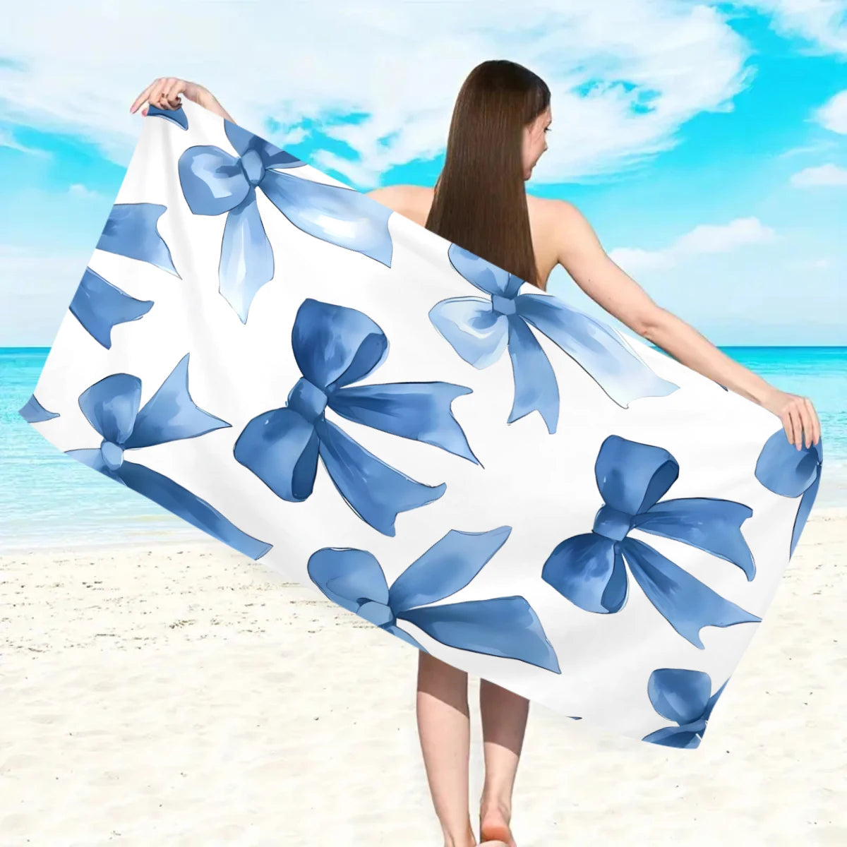 1pc Bohemian Large Beach Towel, Striped Flower Love Printed Bath Towel, Outdoor Swimming, Vacation, Camping Beach Towel