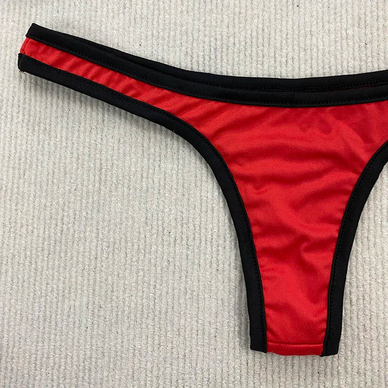 Sexy Y2K Spice Girl Contrast Color Bikini Retro Adjustable Shoulder Strap Backless Summer Beach Split Swimsuit