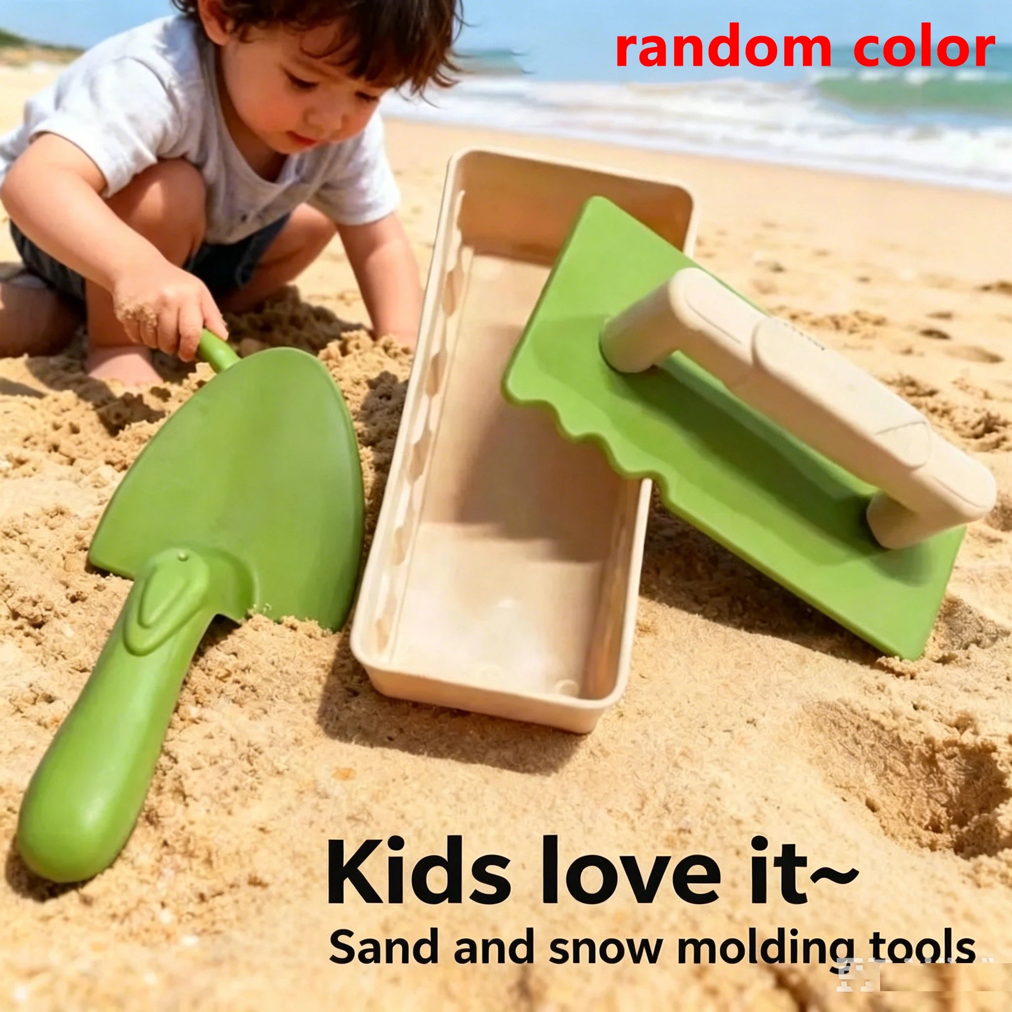Kids Beach Toys Set Snow Toy Brick Sand Castle Mold Tool Shovel Sandbox Sand Rake for Winter and Summer Outdoor Sands Toys Gifts
