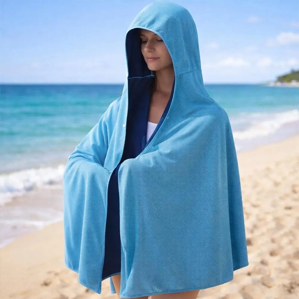 Cooling Hooded Towel Poncho UV Protection Sun Shield for Swimming Beach Pool Outdoor Sports Wipe Sweating Towel