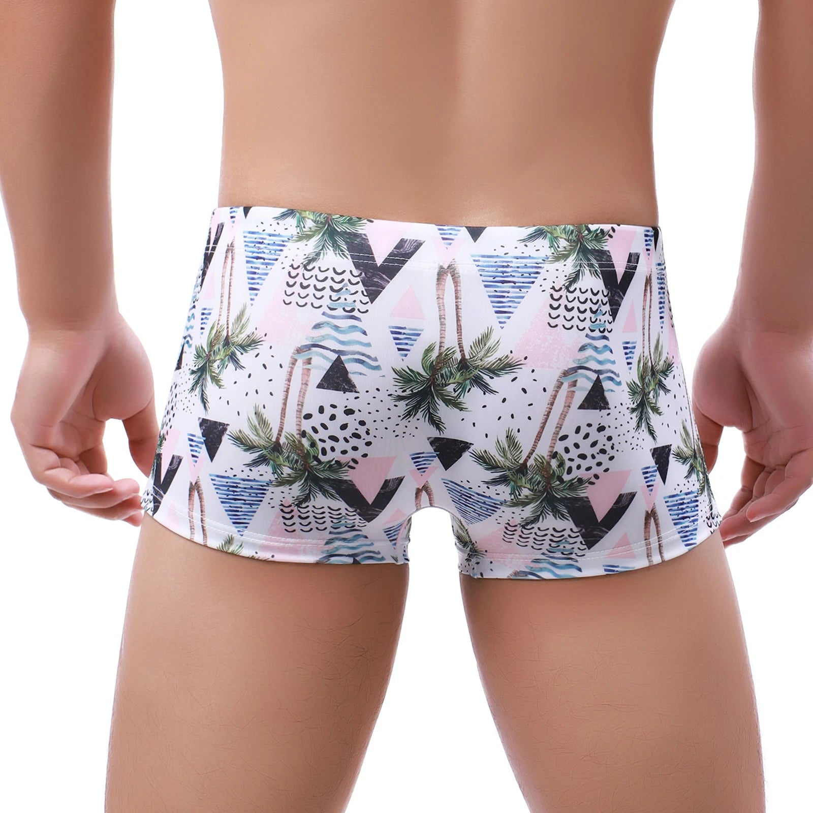 Mens Boxers Swimwear Fashions Printing Style Lace-up Swimming Trunk Summer Beachwear Bathing Shorts