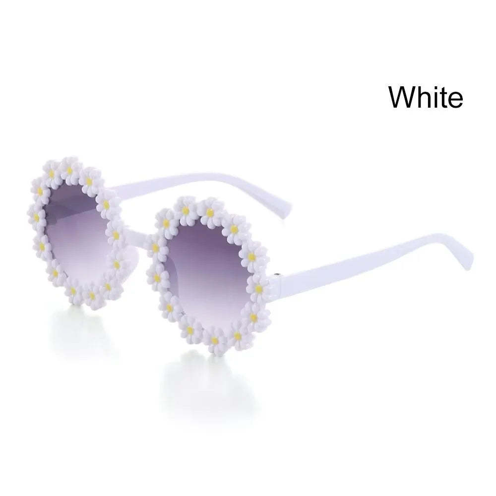Round Flower Sunglasses for Kids Cute Daisy Glasses Children Outdoor Sun Protection Shades Fashion Funny Party Eyewear