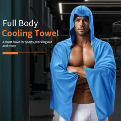 Cooling Hooded Cloak lce Cool Poncho Cover Up Super Absorbent Oversized Hooded Towel Wrap, 4-in-1 for Swimming Beach Pool Travel