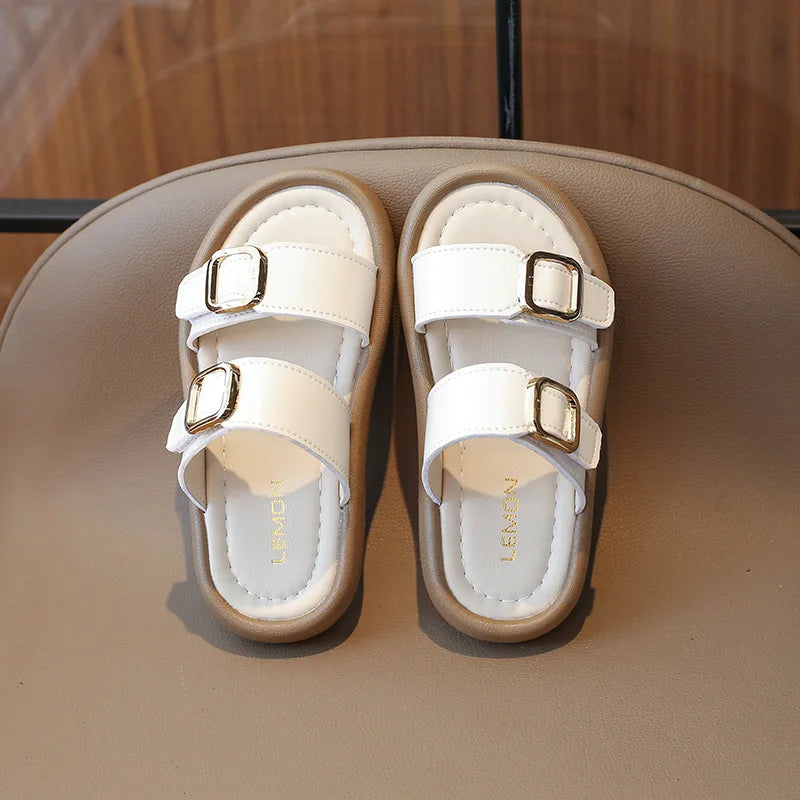 New Summer Slippers Boy Fashion Thick Bottom Flip Flops for Children Cut-outs Girls Beach Shoes