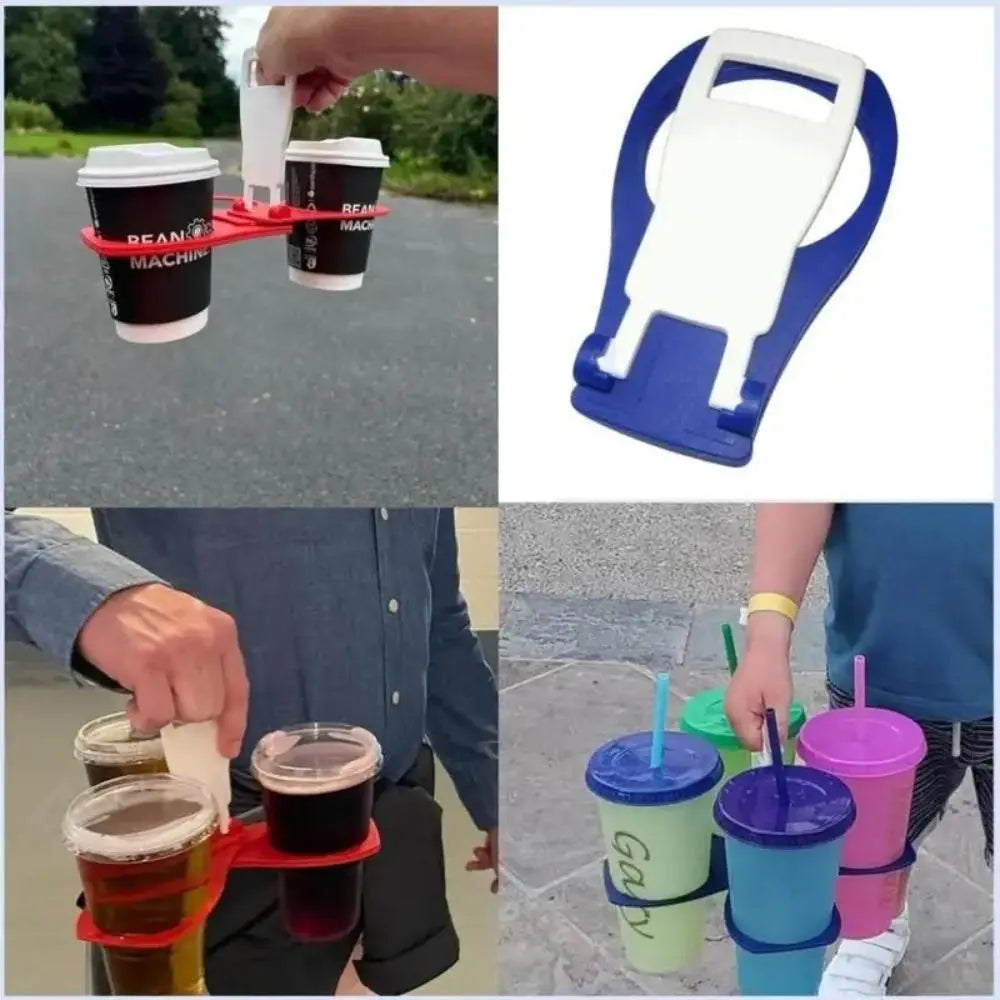 Unique Plastic Foldable Cup Holder Anti Scalding Rotating Carousel Drink Carrier 4-Cups Cup Carrier Camping