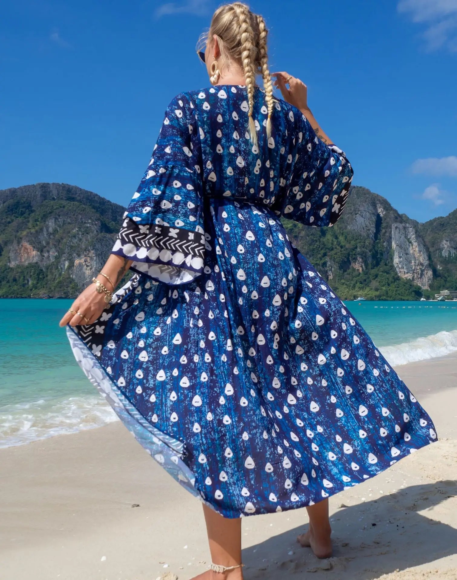 Swimsuit Cover Up Printed Kimono for Sea Boho Coverup Long Luxury Beach Outings Belted Swimwear Cape Holiday Bathing Suits Sales