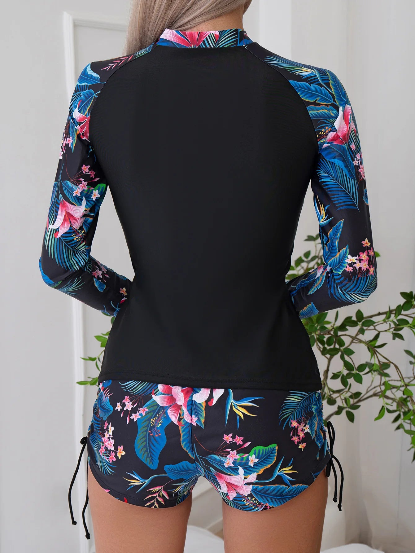 Female Swimsuit With Long Sleeves Swimwear Sports Surfing Tankini Set Beachwear Two-Piece Bathing Suits Pool Women Swimming Suit