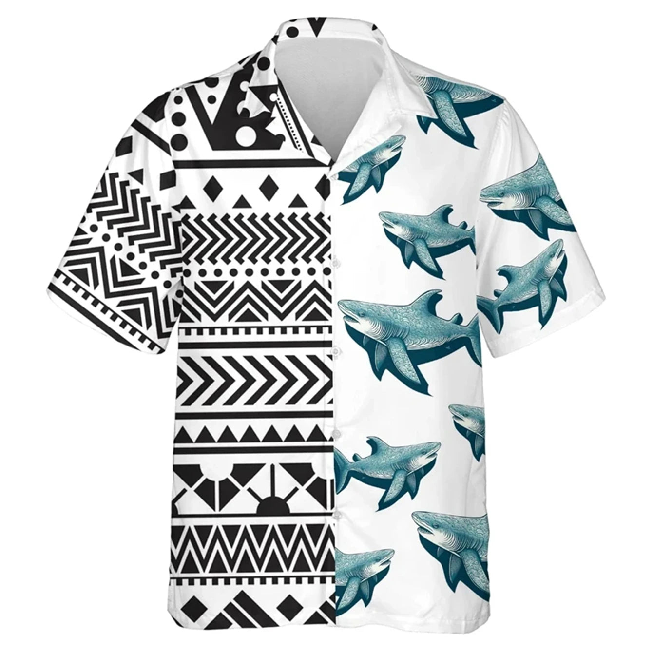 Boy's Comfortable Breathable Hawaiian Fishing Print Shirt Boys Short Sleeve Shirt Summer Loose Beach Oversize Tee Shirt for Boy